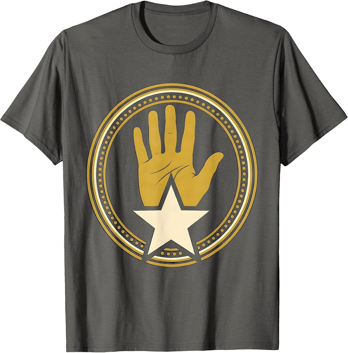 Men's First Grade Teacher Gold Star Hand Stamp Graphic T-Shirt - Asphalt Grey