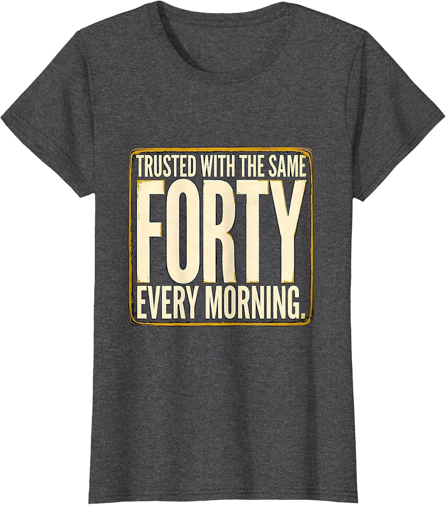 Women's Trusted With The Same Forty Every Morning Funny School Bus T-Shirt - Dark Heather Grey