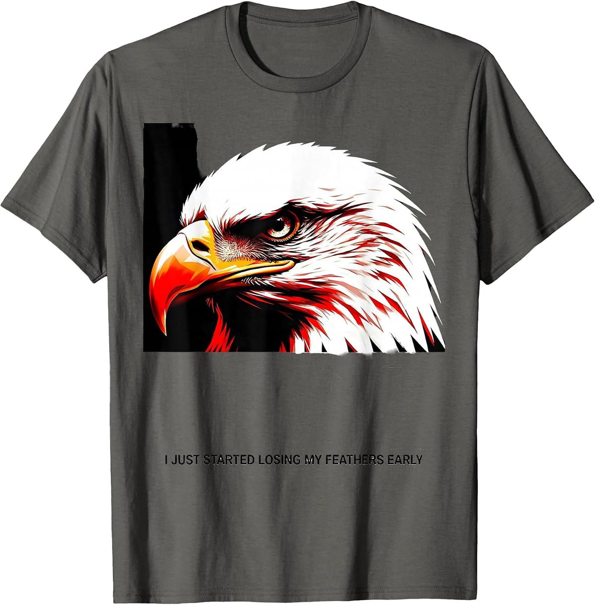 Men's I Just Started Losing My Feathers Early Bald Eagle T-Shirt - Asphalt Grey