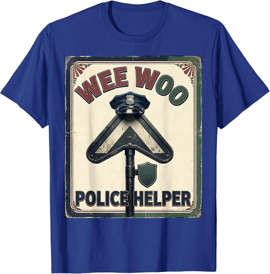 Men's Wee Woo Police Helper Vintage Funny Police Officer Kids T-Shirt - Royal Blue