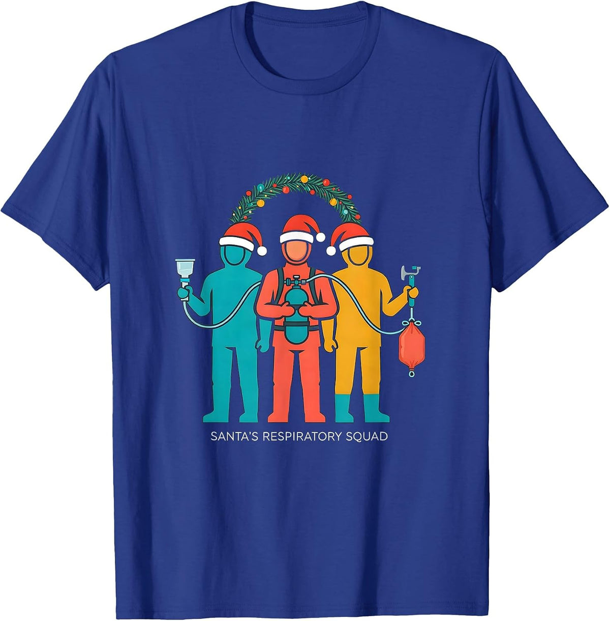 Santa's Respiratory Squad Funny Respiratory Therapist T-Shirt - Royal Blue