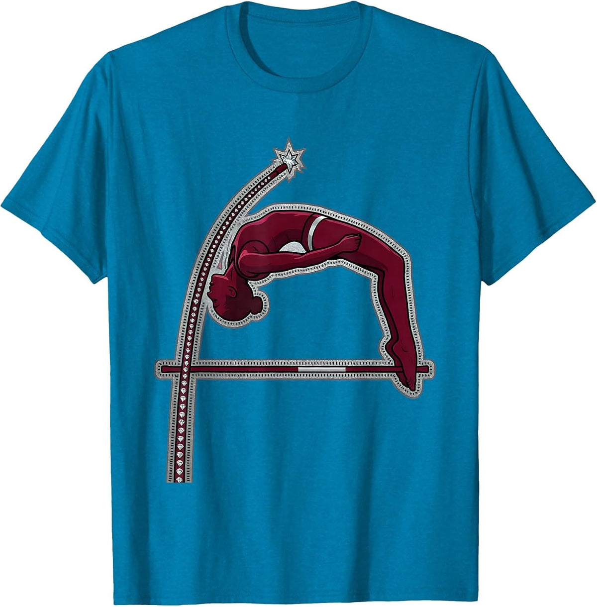 Pole Vault Athlete Graphic Sports Design T-Shirt - Sapphire Blue
