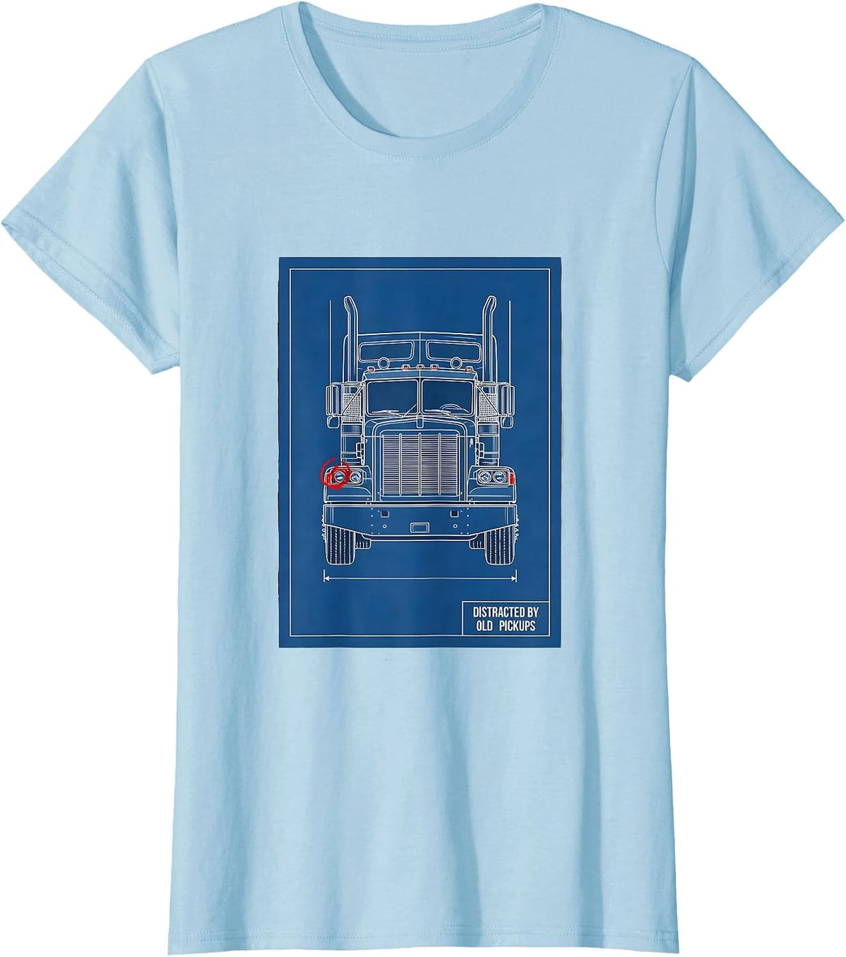 Distracted By Old Pickups Funny Trucker Semi Truck Driver T-Shirt - Baby Blue