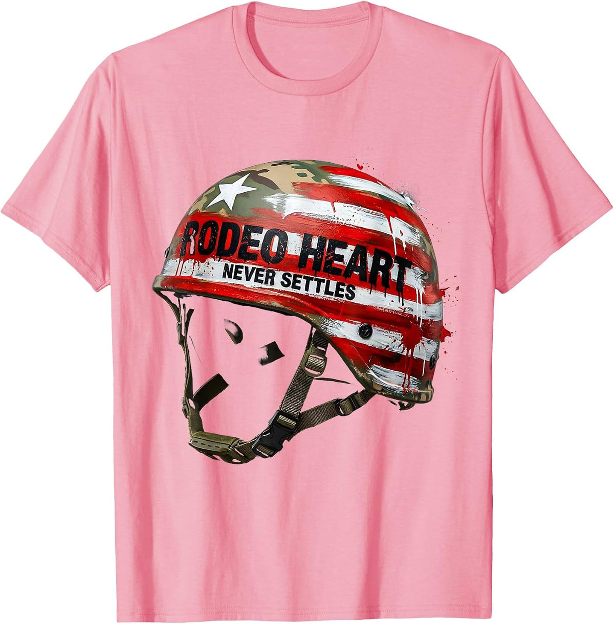 Men's Rodeo Heart Never Settles Western Cowboy Design T-Shirt - Pink