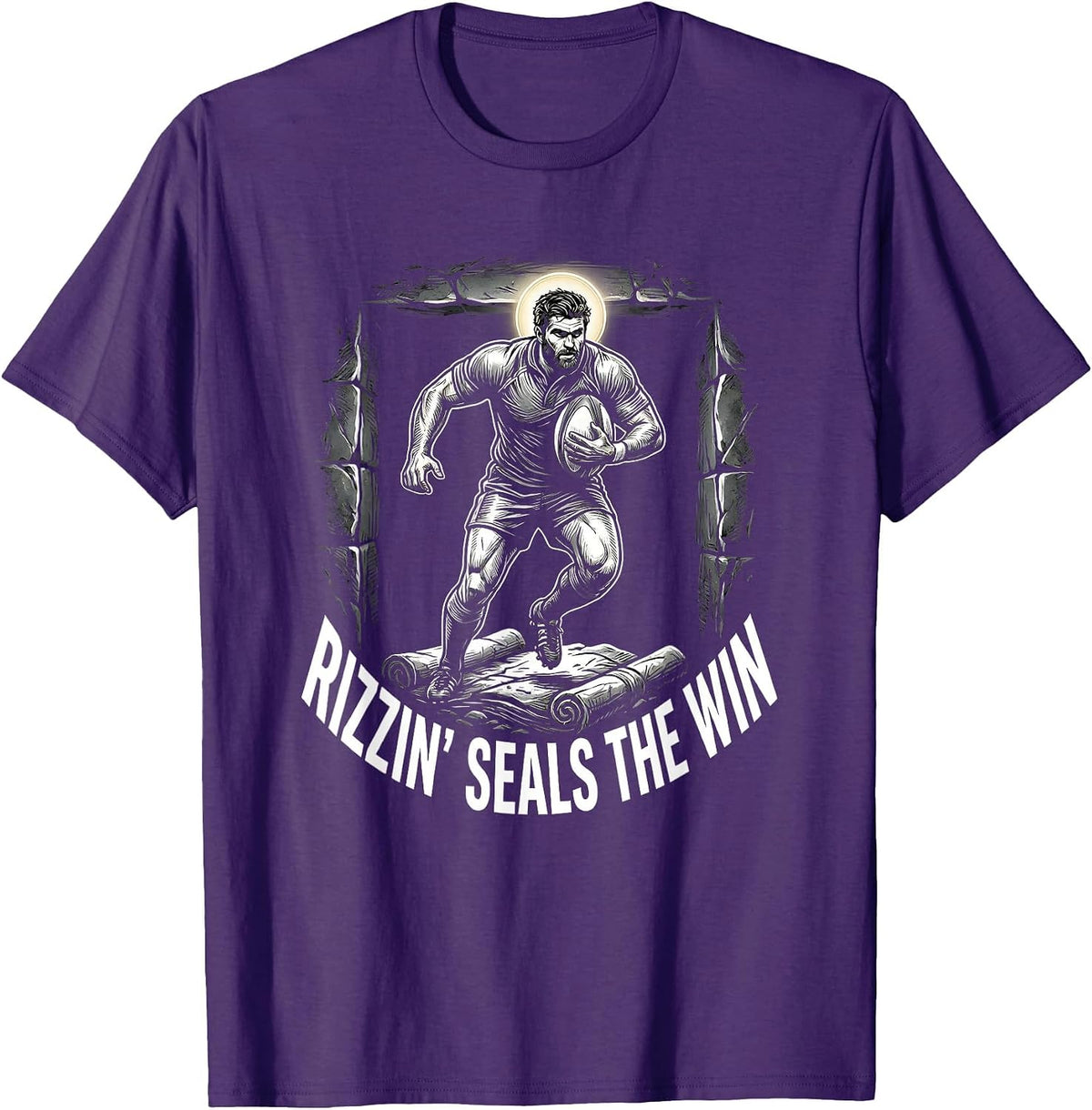 Rizzin Seals The Win Funny Jesus Rugby Easter Christian T-Shirt - Purple