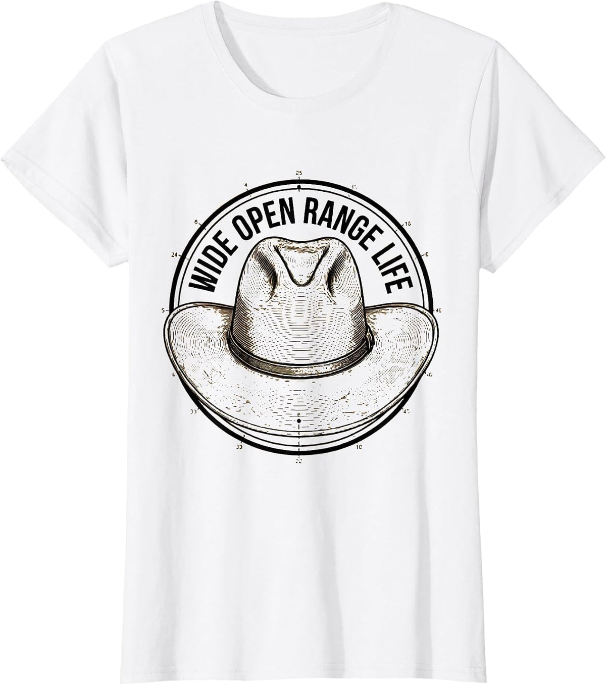 Wide Open Range Life Cowboy Design T-Shirt - White
