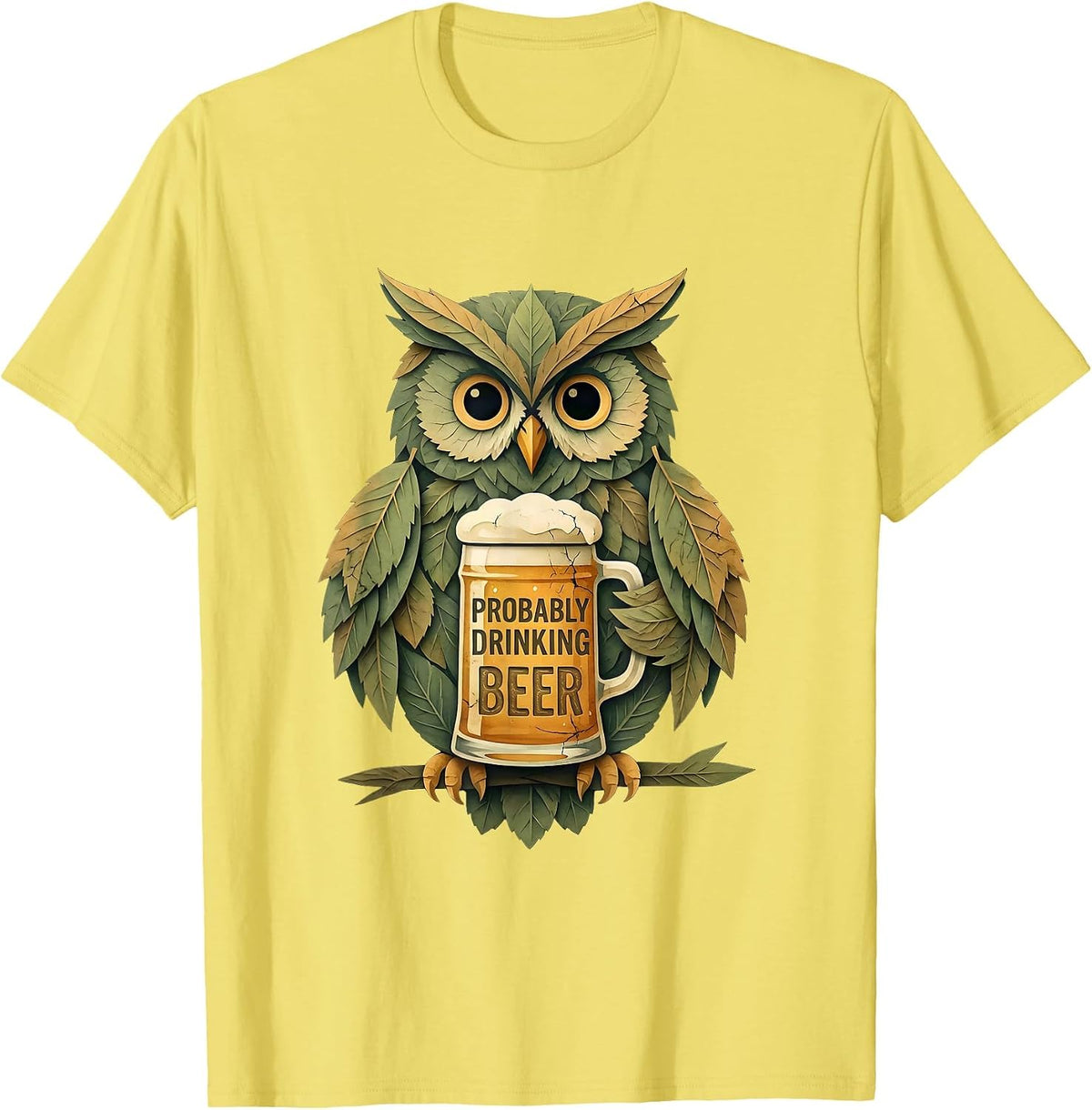 Men's Probably Drinking Beer Funny Brew Lover Design T-Shirt - Lemon Yellow