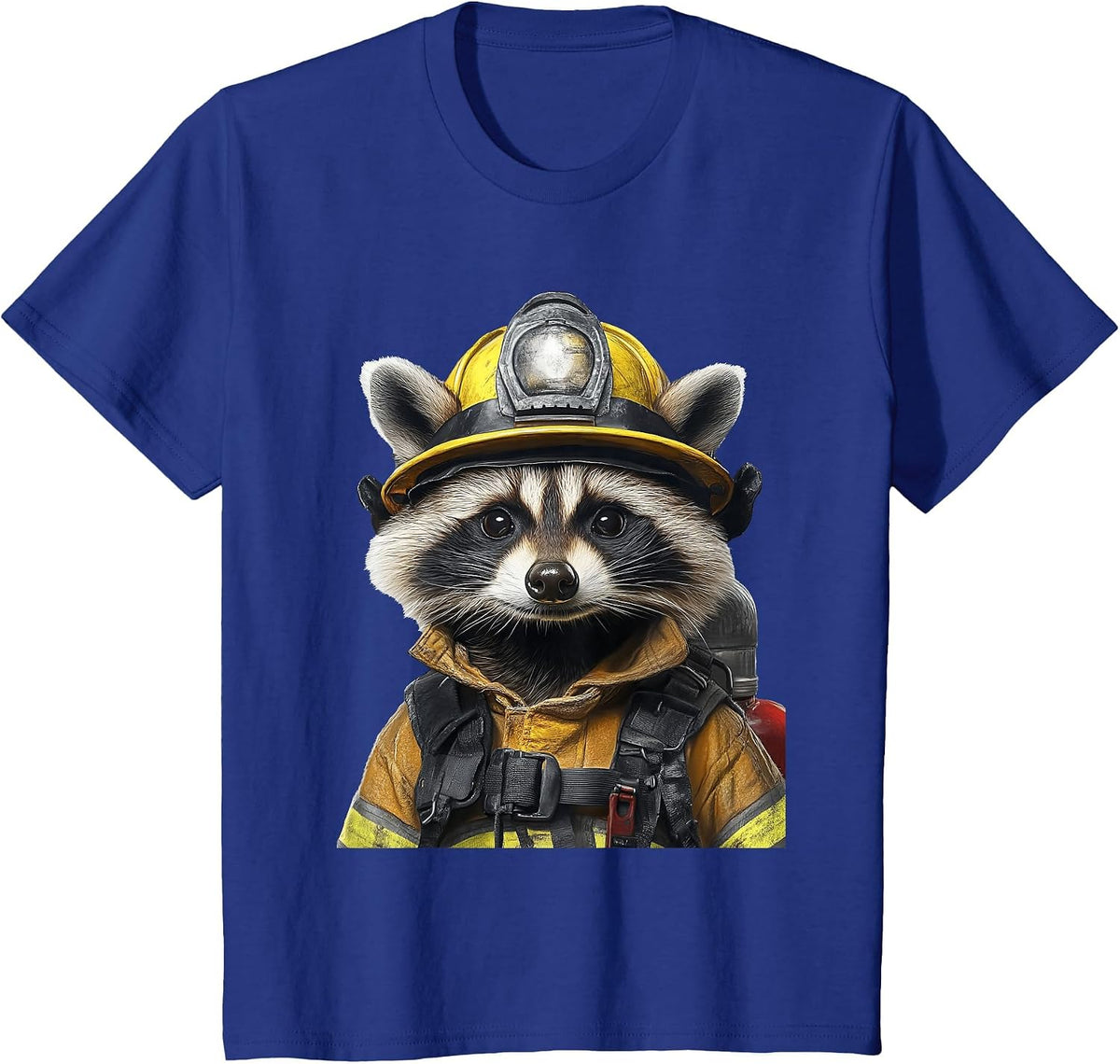 Raccoon Fireman T-Shirt - Royal Blue