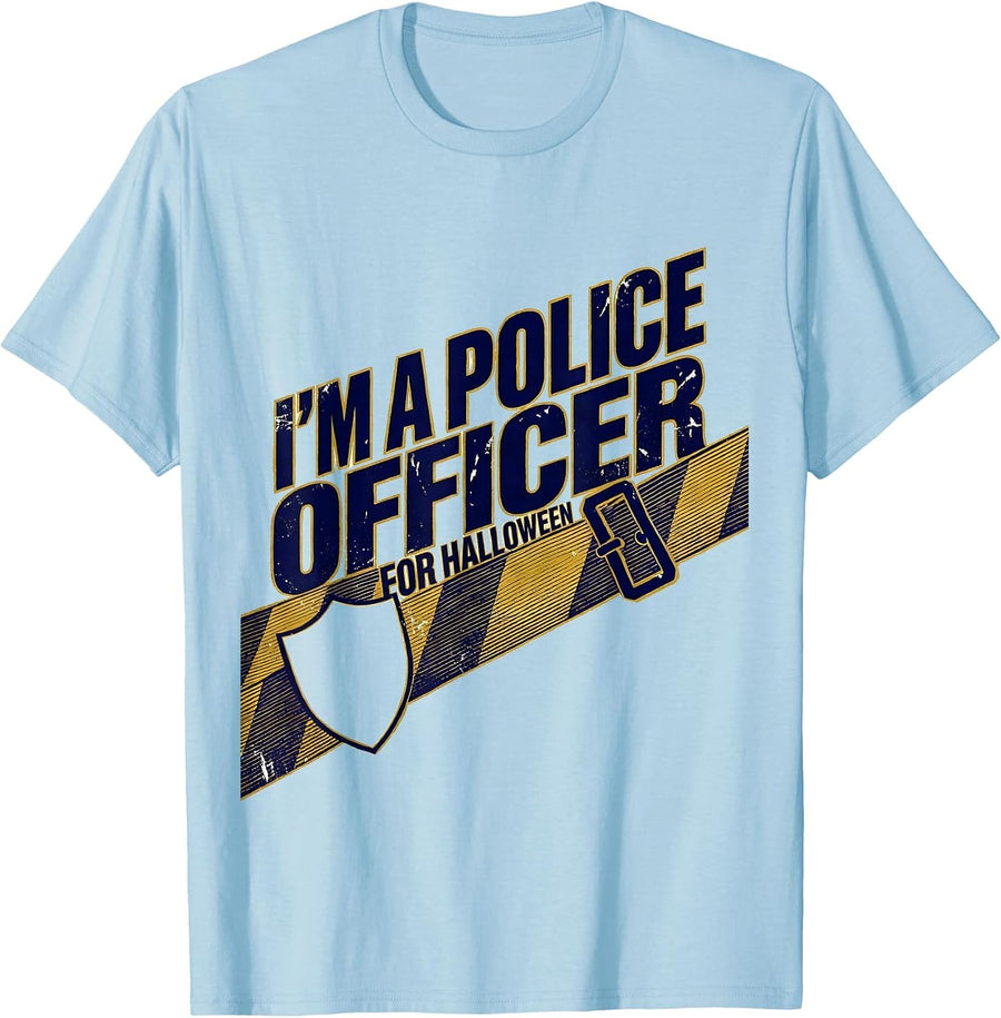 I'm A Police Officer For Halloween Costume Novelty Police T-Shirt, Men, Baby Blue, XX-Large - As Pictured