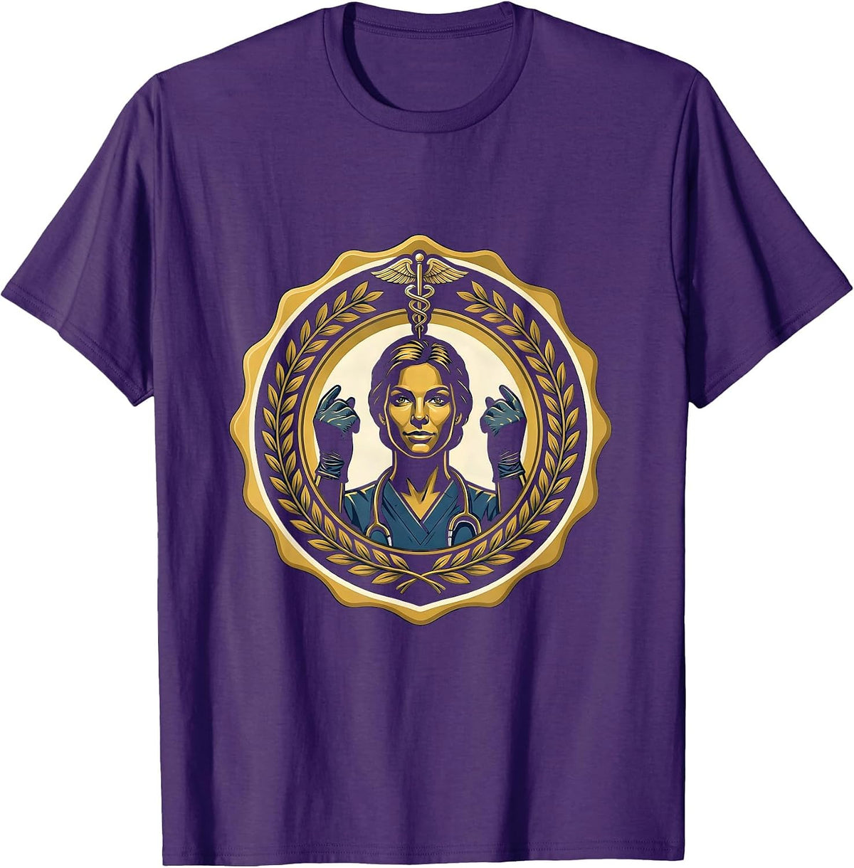 Labor Day Surgeon Raised Gloved Hands Illustration T-Shirt - Purple