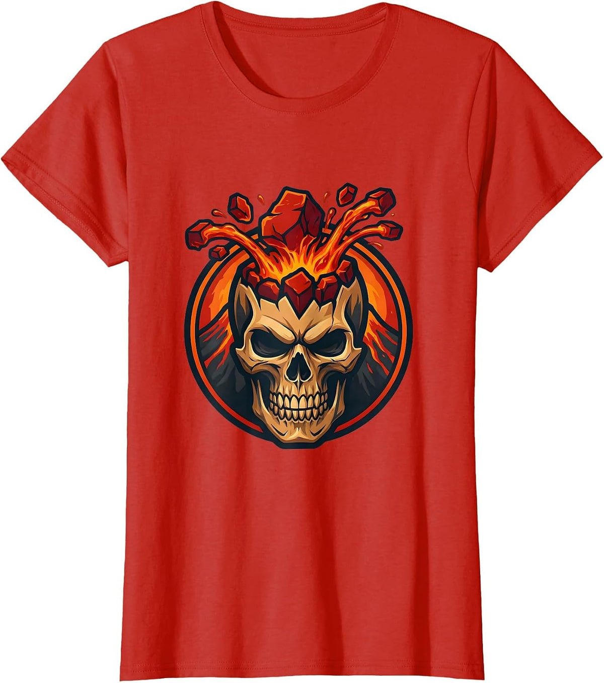 Women's Hawaiian Volcanic Eruption Lava Stream Graphic T-Shirt - Red