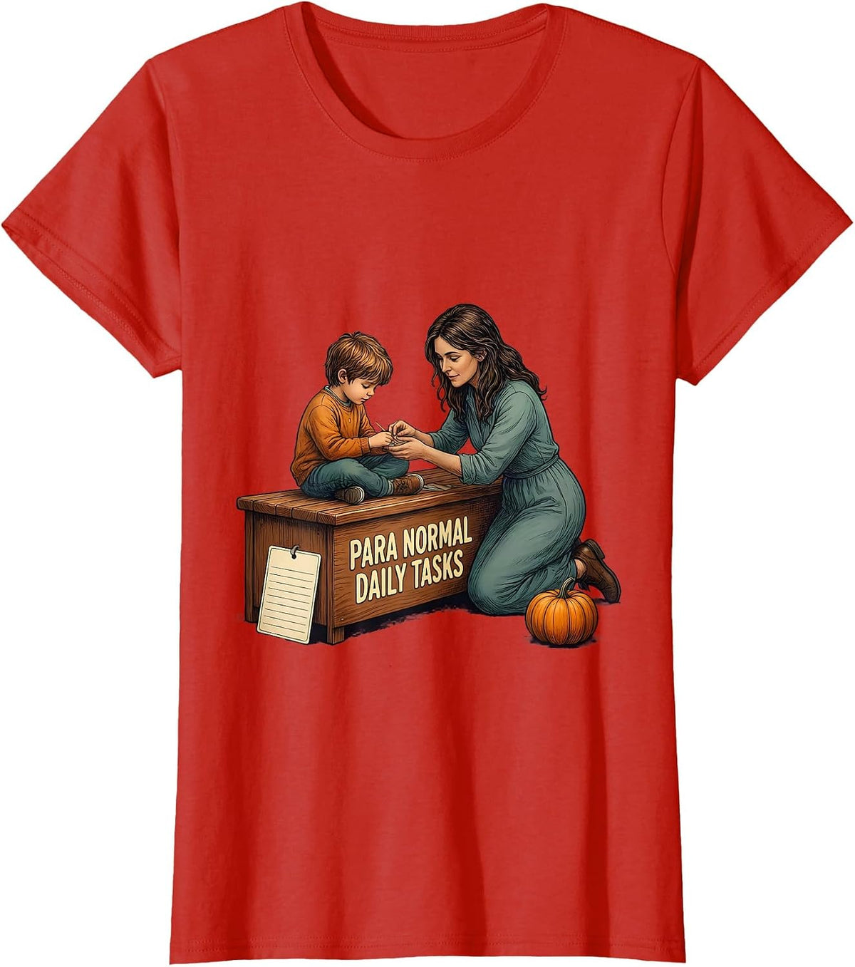 Para Normal Daily Tasks Funny Ghost Paraprofessional T-Shirt - Red
