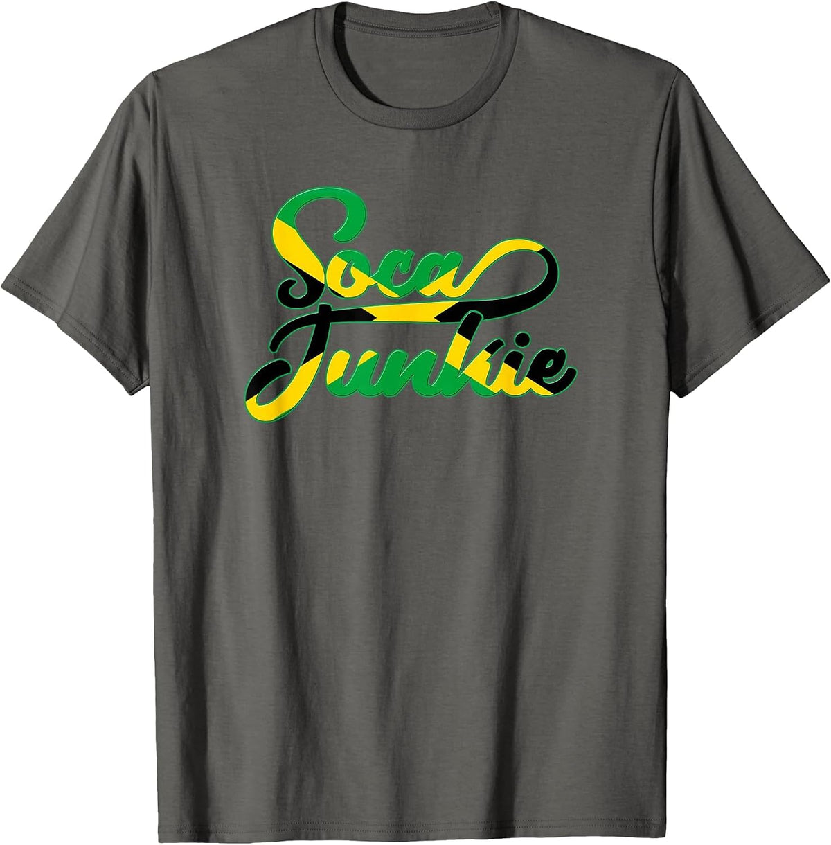 Soca Junkie Jamaican Flag Colors Jamaica Caribbean Carnival T-Shirt - Asphalt Grey