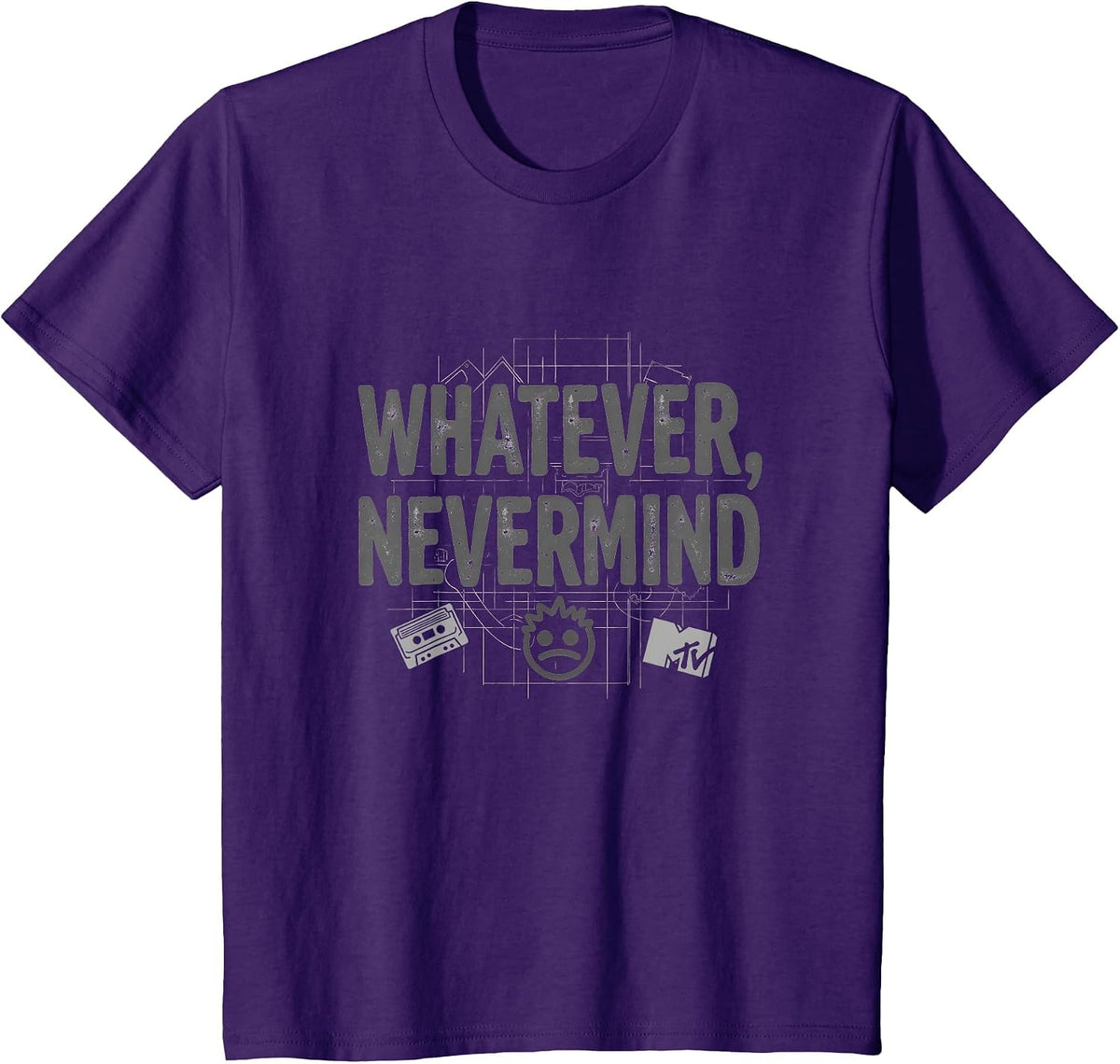 Whatever Nevermind Gen X Nostalgic 90s Grunge Attitude T-Shirt - Purple