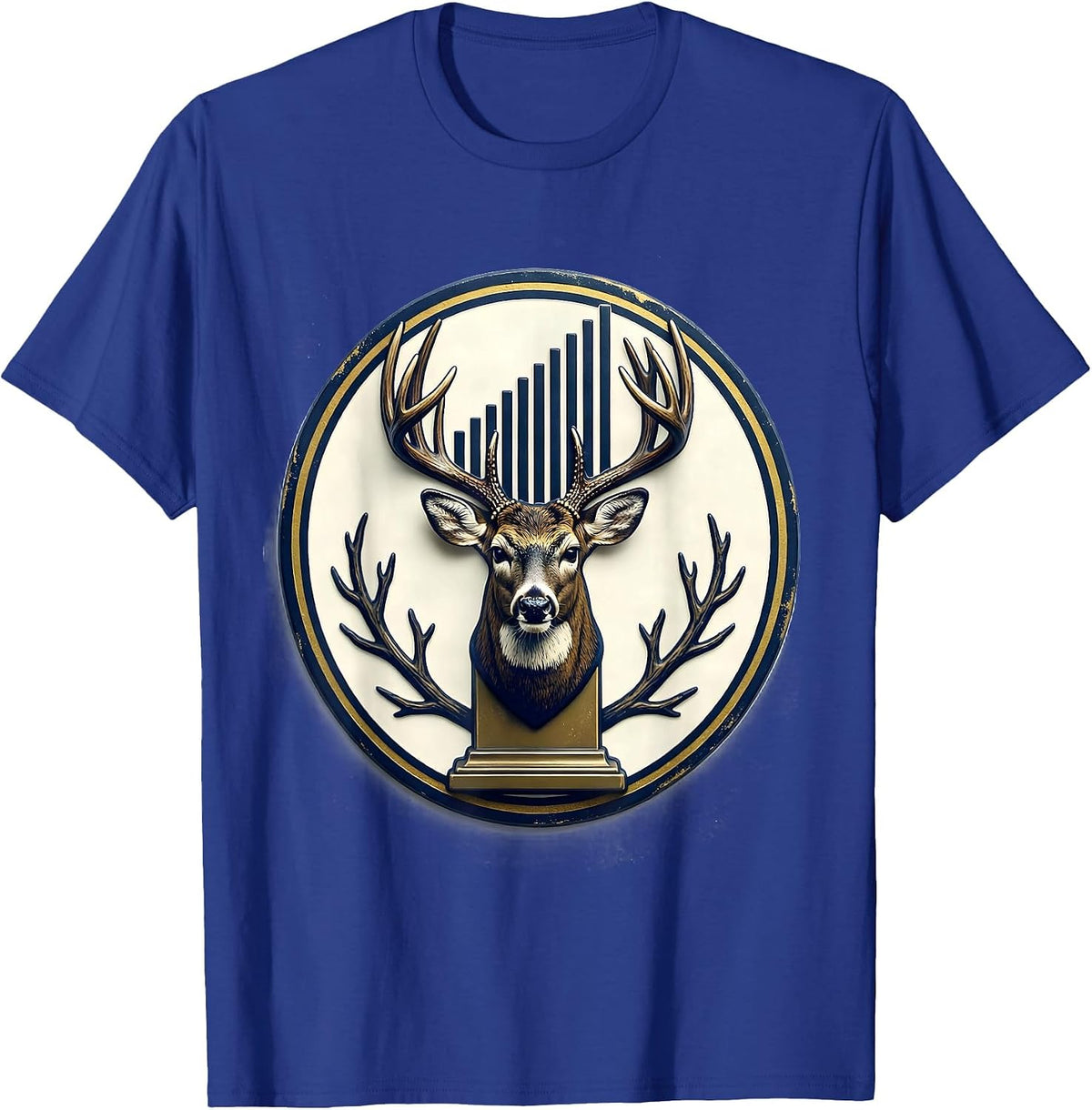 Men's Whitetail Crown Emblem Funny Hunting Dad Gift T-Shirt - Royal Blue