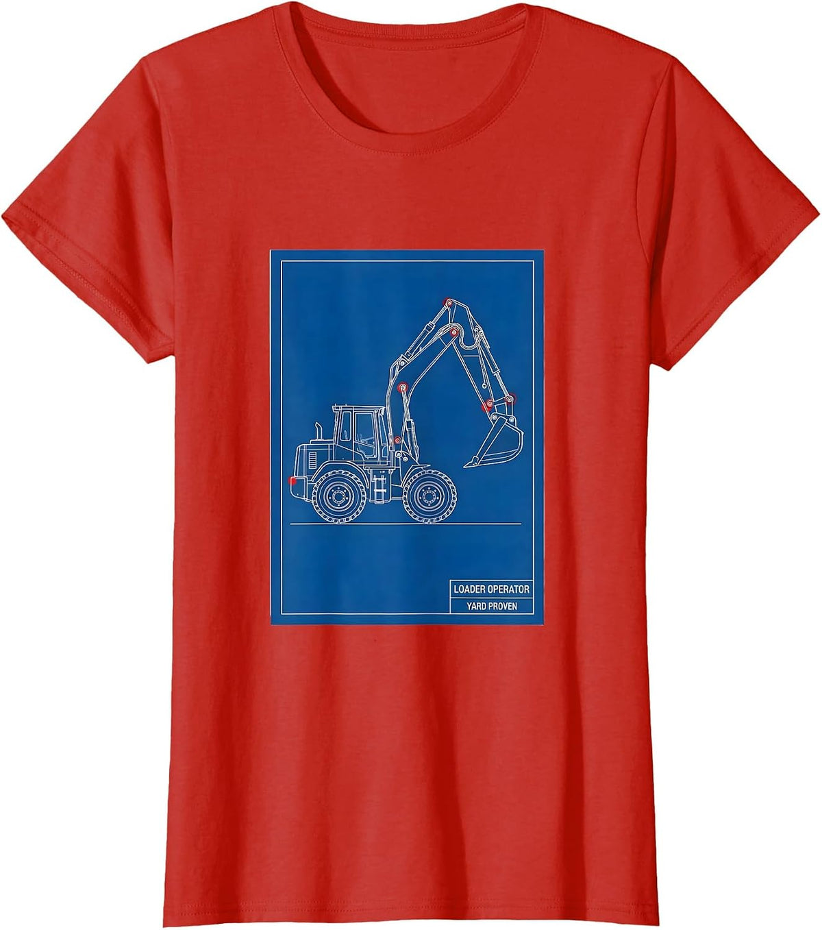 Women's Loader Operator, Yard Proven Technical Blueprint Heavy T-Shirt - Red