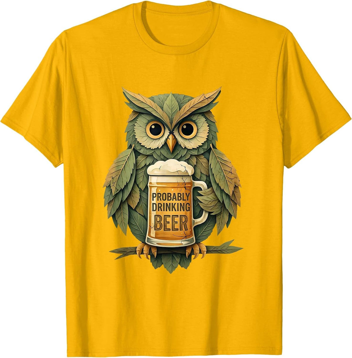 Men's Probably Drinking Beer Funny Brew Lover Design T-Shirt - Golden Yellow
