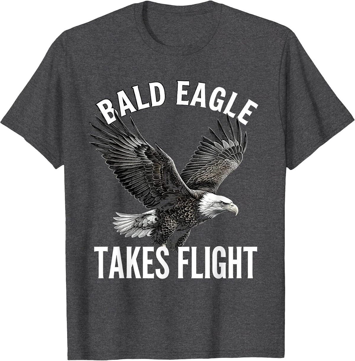 Men's Bald Eagle Takes Flight Patriotic Wildlife Bird Nature T-Shirt - Dark Heather Grey