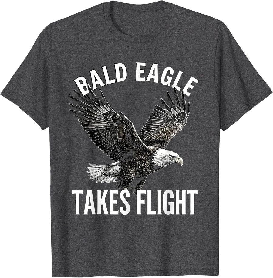 Men's Bald Eagle Takes Flight Patriotic Wildlife Bird Nature T-Shirt - Dark Heather Grey