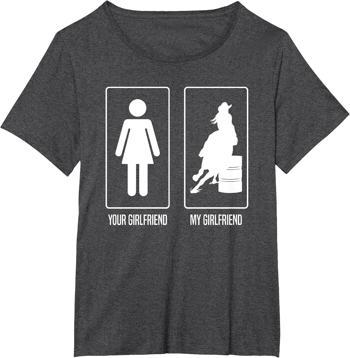 Your Girlfriend My Girlfriend Rodeo Barrel Racing T-Shirt - Dark Heather Grey
