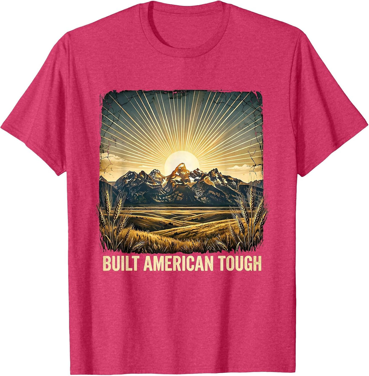 Built American Tough Patriotic Pride Design T-Shirt - Red Heather