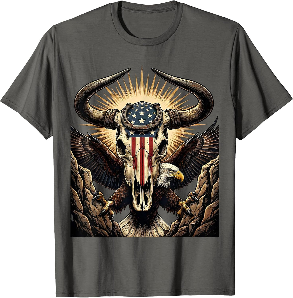 Rock Climber Sunrise Cliff Edge Graphic T-Shirt - Asphalt Grey