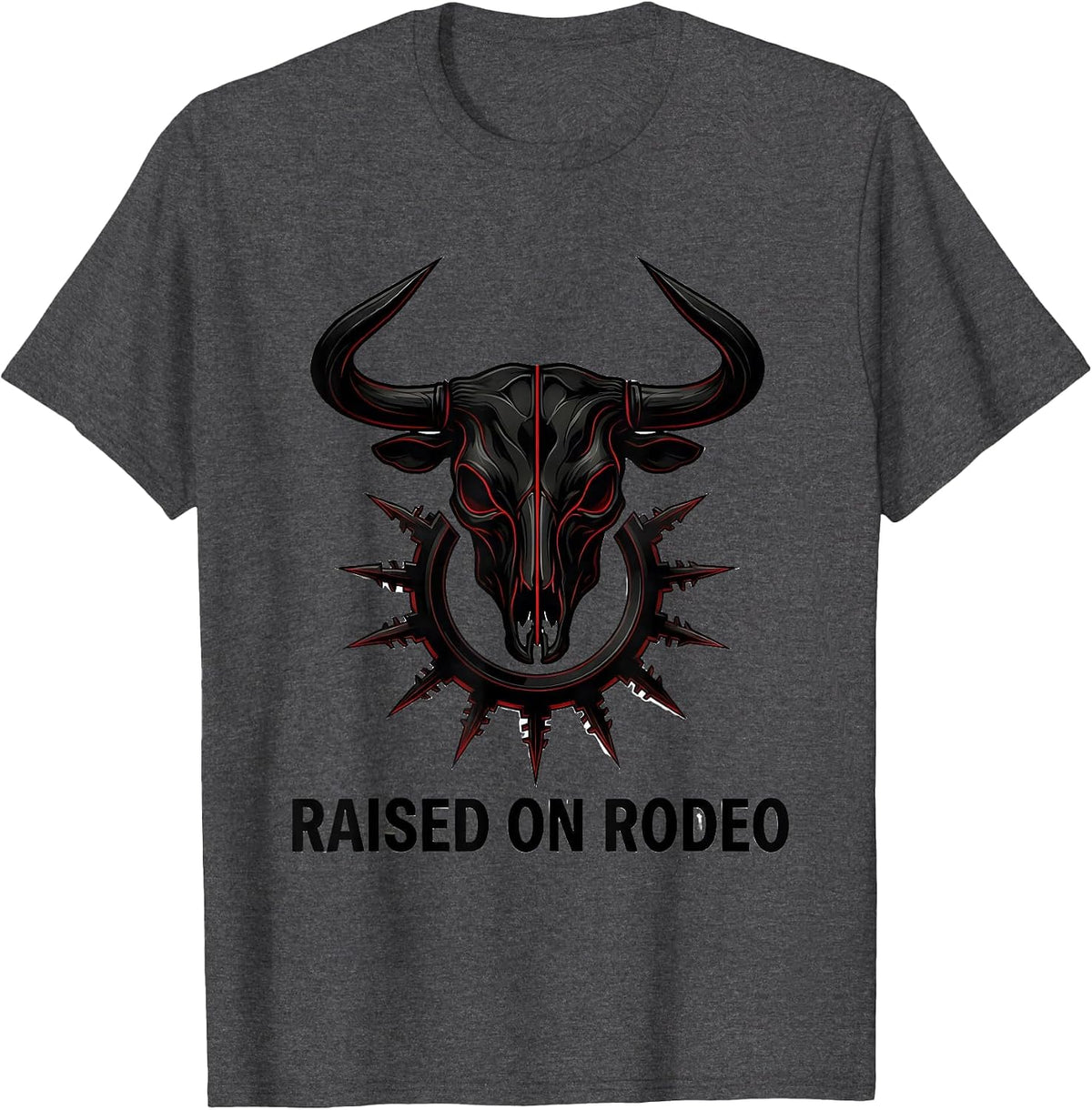 Raised on Rodeo Western Cowboy Design T-Shirt - Dark Heather Grey