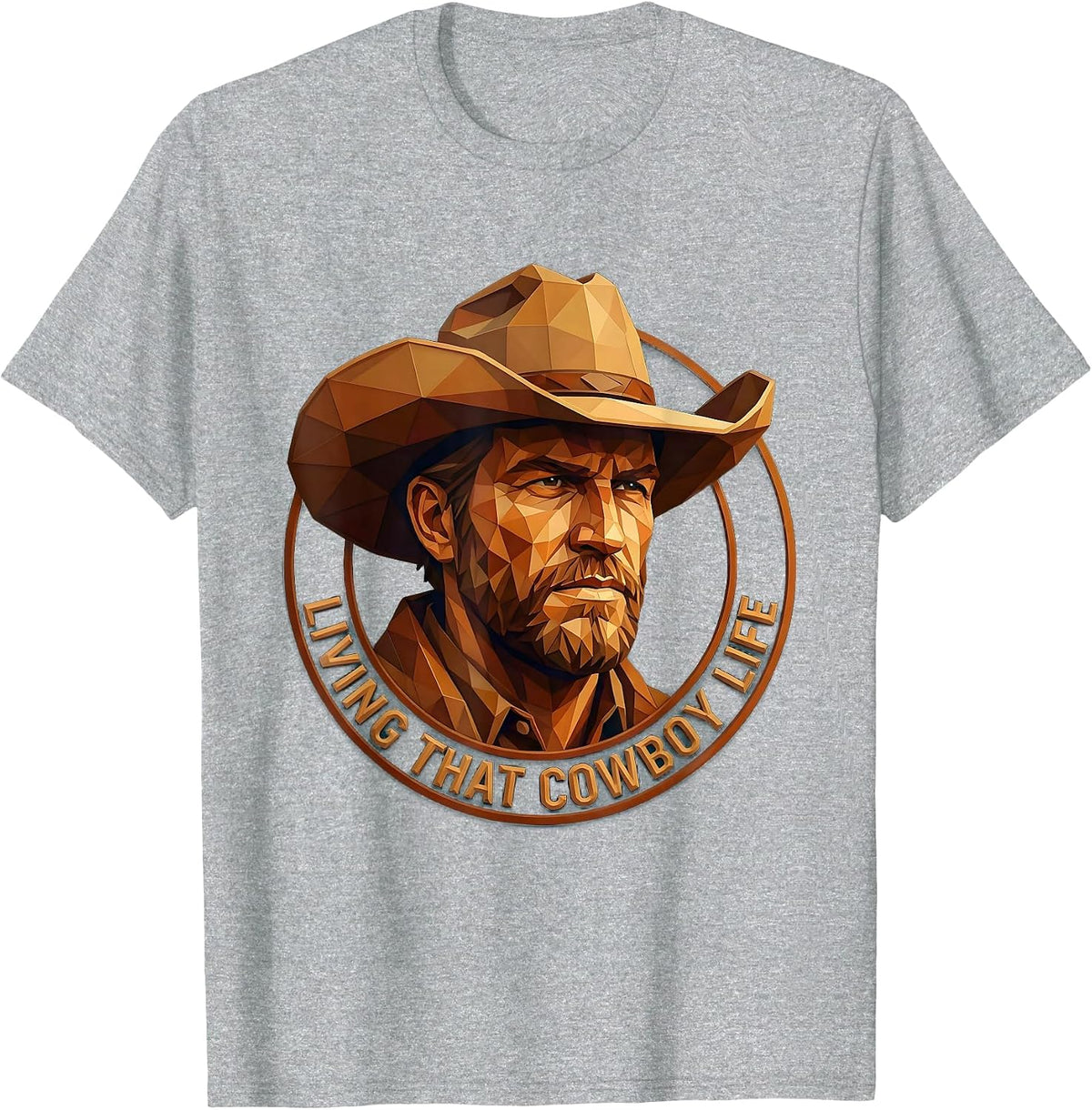 Men's Living That Cowboy Life Western Graphic Design T-Shirt - Heather Grey