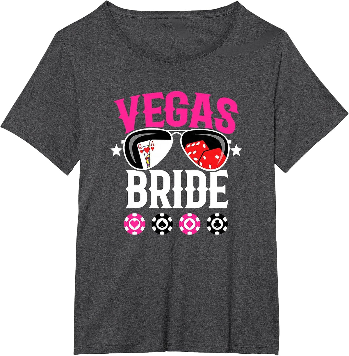Vegas Wedding Bride - Married in Vegas - Bride Squad T-Shirt - Dark Heather Grey
