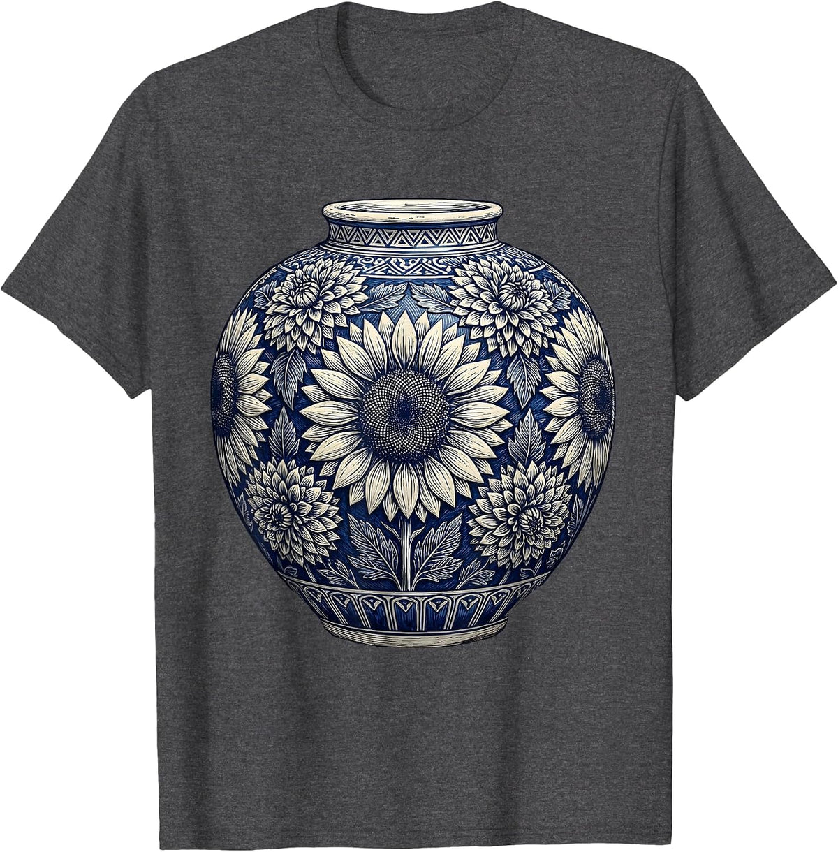 Talavera Pottery Spanish Heritage Month Art T-Shirt - Dark Heather Grey