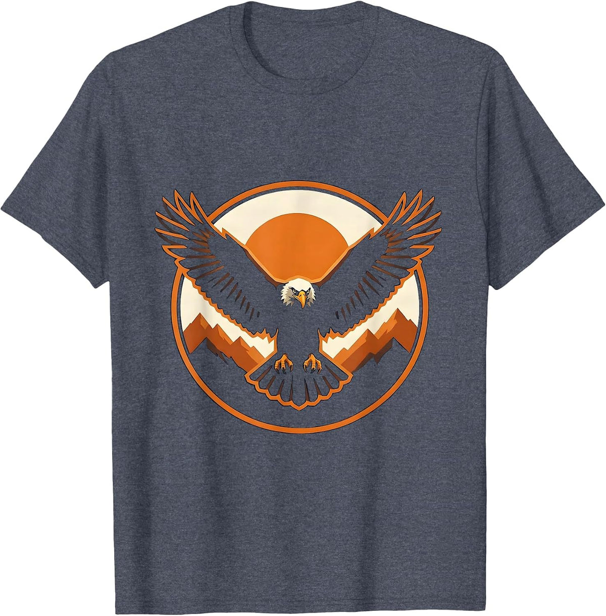 Bald Eagle Full Wingspan Illustration Freedom Design T-Shirt - Heather Blue