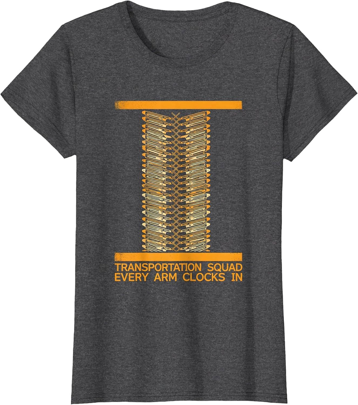 Women's Transportation Squad Every Arm Clocks In School Bus Driver T-Shirt - Dark Heather Grey