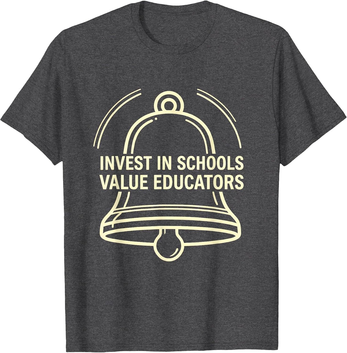 Men's Invest In Schools Value Educators Red For Ed Teacher Protest T-Shirt - Dark Heather Grey