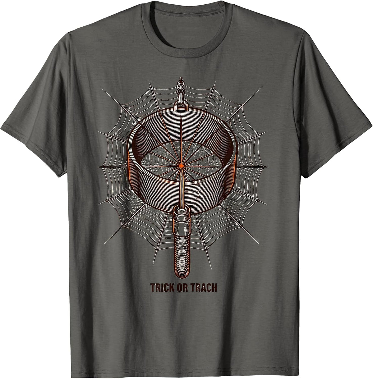 Men's Trick Or Trach Crosshatch Etching Respiratory Therapist T-Shirt - Asphalt Grey