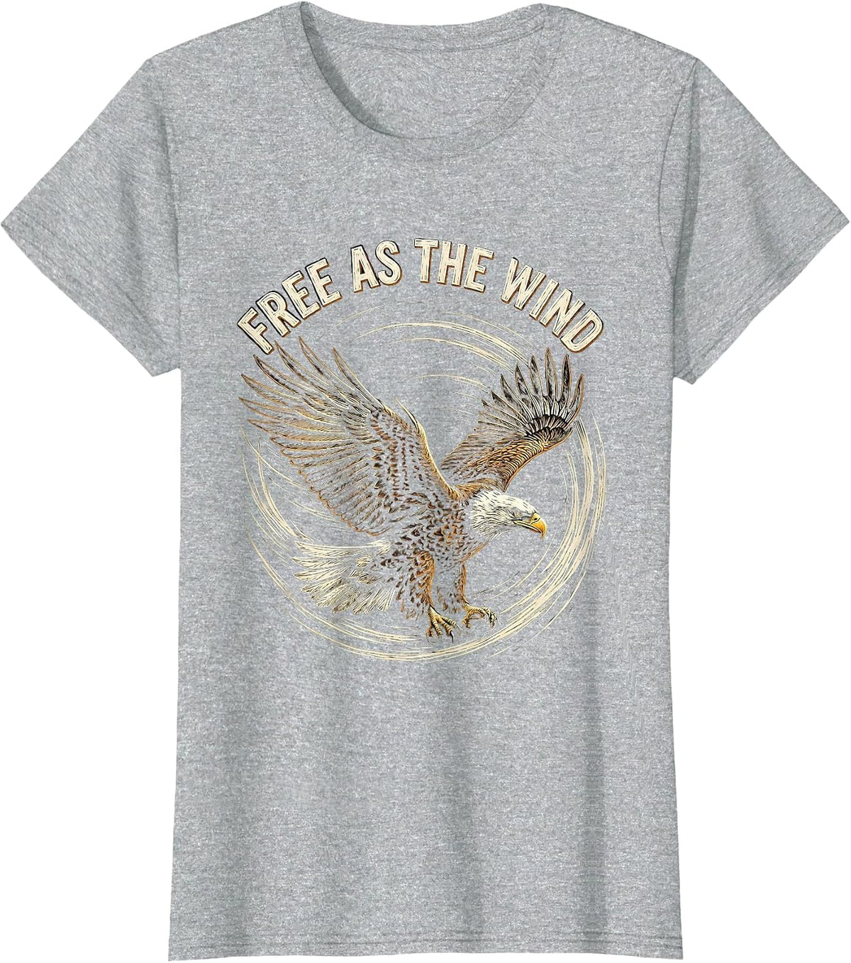 Free as the Wind Live Free Graphic Design T-Shirt - Heather Grey