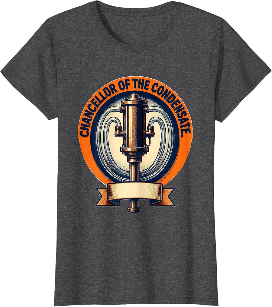 Women's Chancellor Of The Condensate Funny HVAC Technician T-Shirt - Dark Heather Grey
