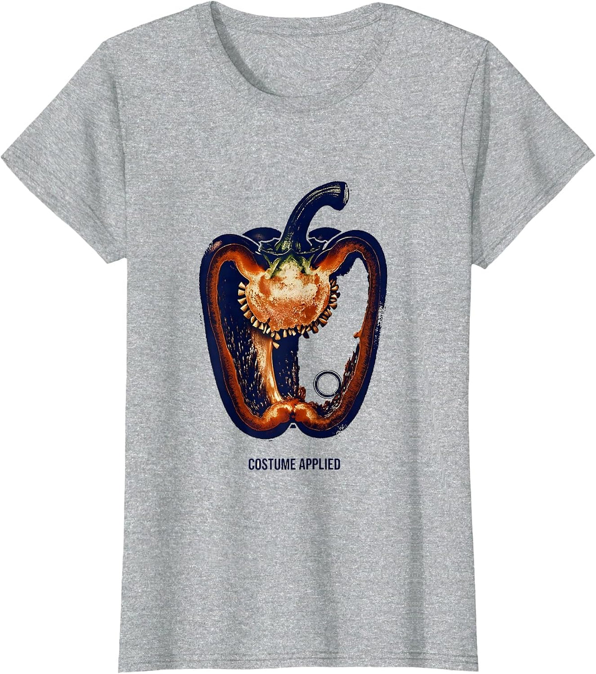 Costume Applied Pepper Rubber Stamp Halloween Produce T-Shirt - Heather Grey