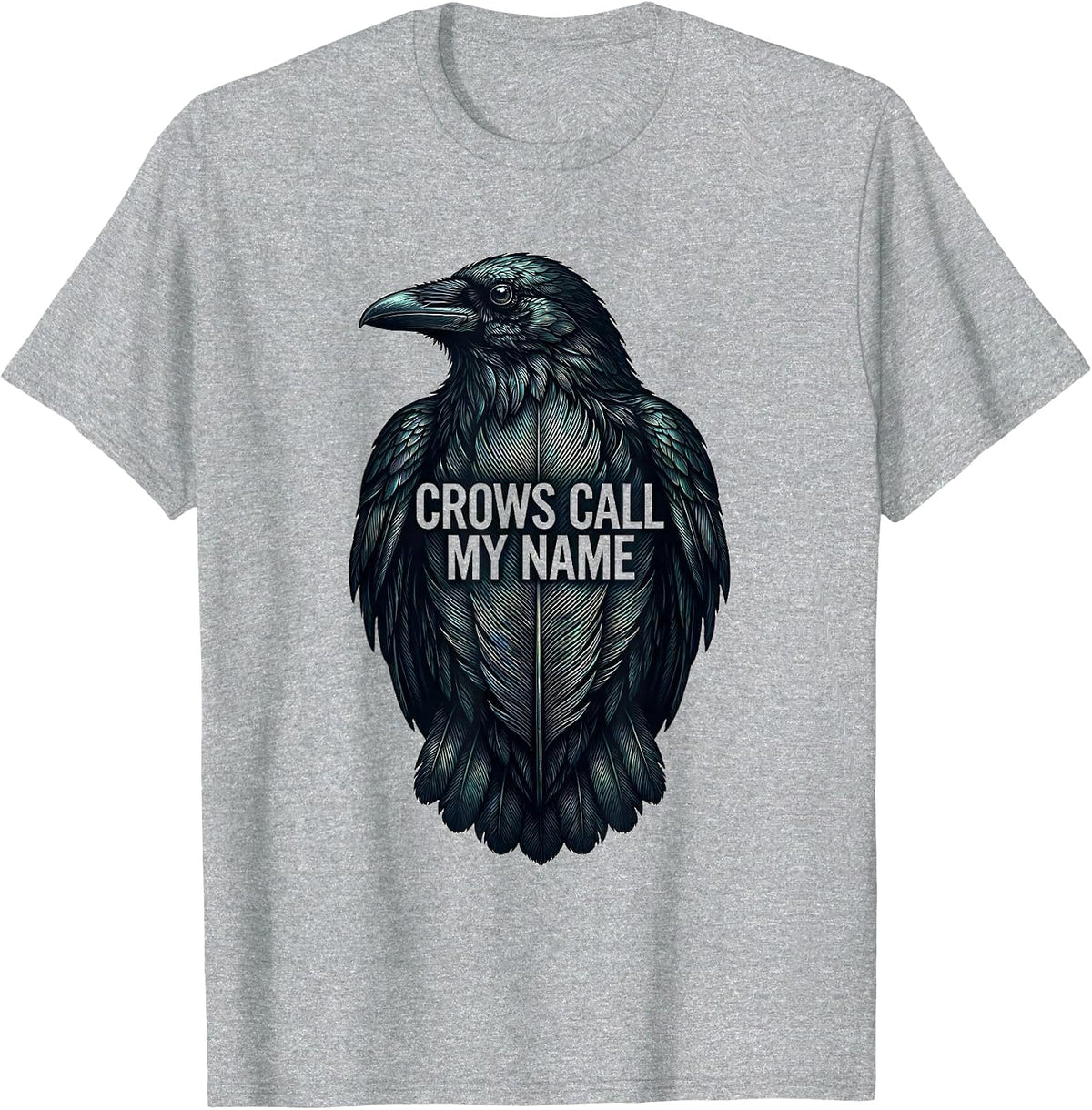 Men's Crows Call My Name Mystical Crow Design T-Shirt - Heather Grey