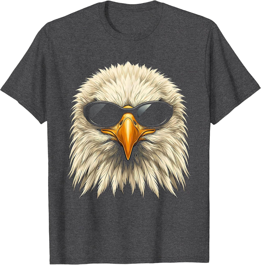 Men's Bald Eagle Sunglasses Novelty Mascot Funny Eagle Lover T-Shirt - Dark Heather Grey