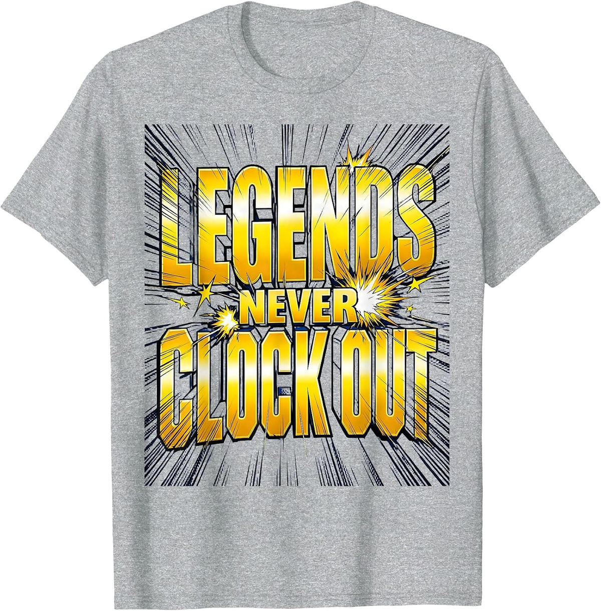 Men's Legends Never Clock Out Novelty Design T-Shirt - Heather Grey