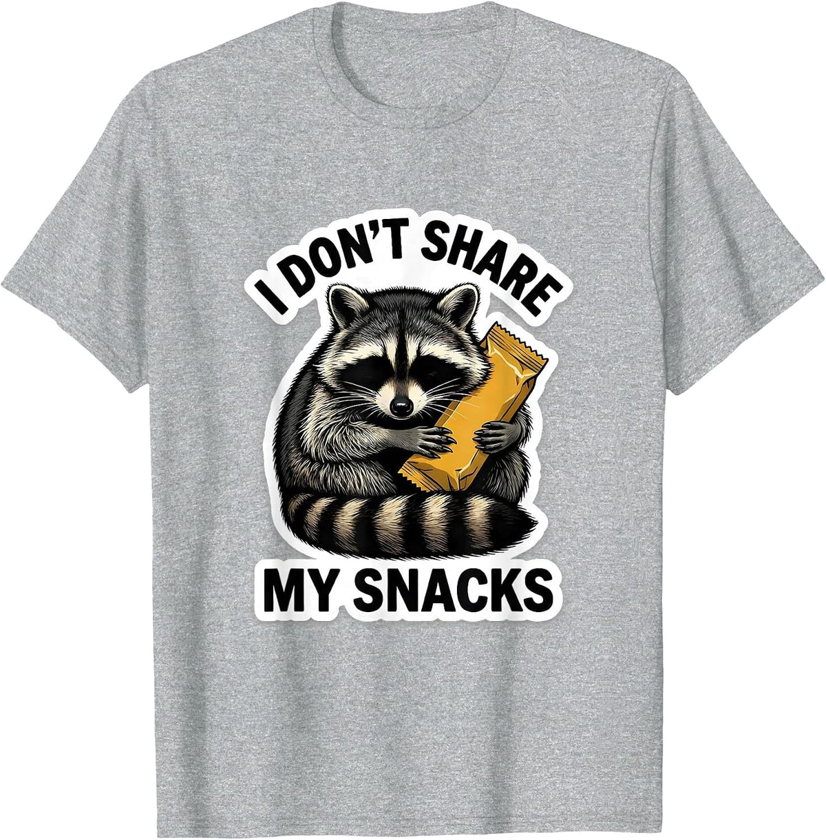 Men's I Don't Share My Snacks Funny Raccoon Trash Panda Meme Humor T-Shirt - Heather Grey