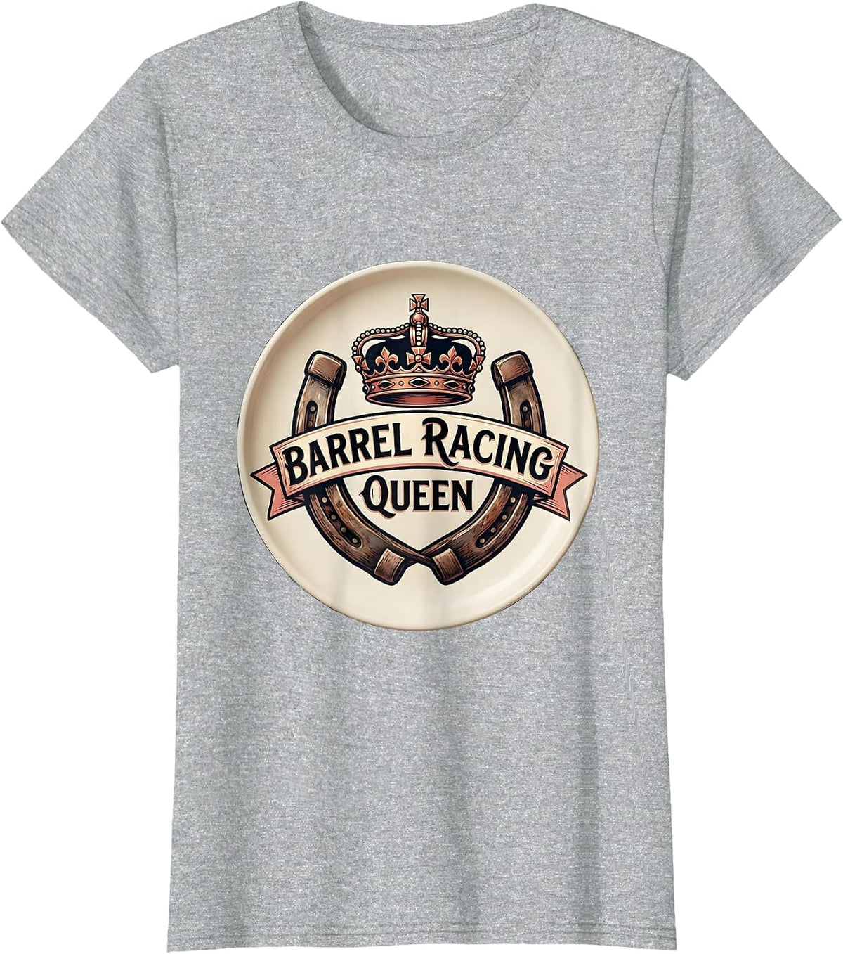 Barrel Racing Queen Cowgirl Rodeo Design T-Shirt - Heather Grey