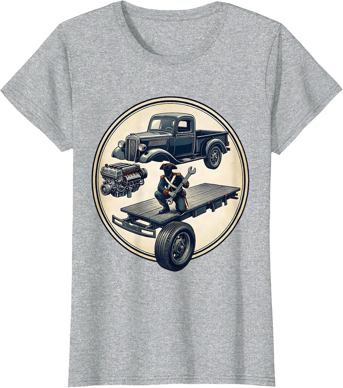 Valley Forge Automotive Revolutionary War Mechanic T-Shirt - Heather Grey