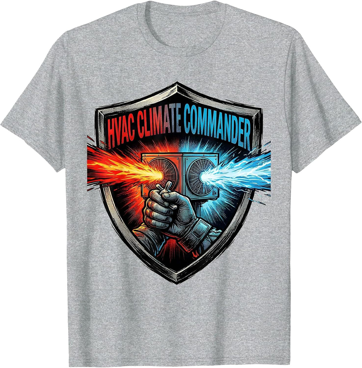 Men's HVAC Climate Commander Funny HVAC Tech Dad Gift T-Shirt - Heather Grey