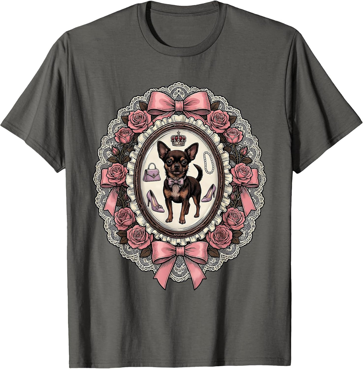 Gigi Chic Dog Walker Graphic Tee T-Shirt - Asphalt Grey