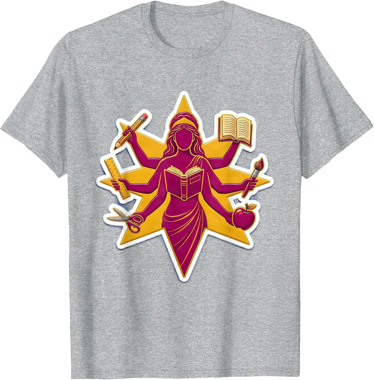 Men's Paraprofessional Multi-Arm School Tools Graphic T-Shirt - Heather Grey