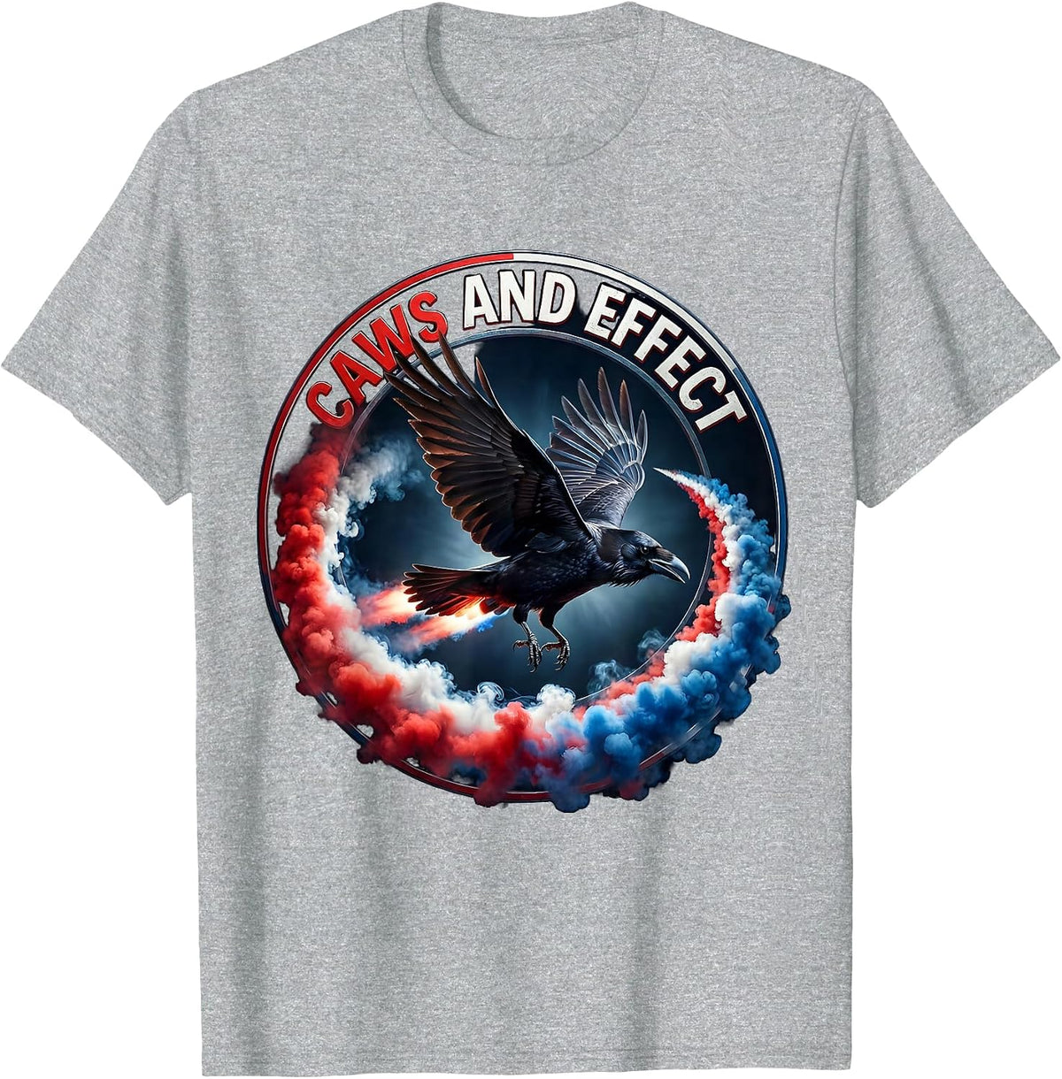 Men's Caws and Effect Funny Crow Bird Design T-Shirt - Heather Grey