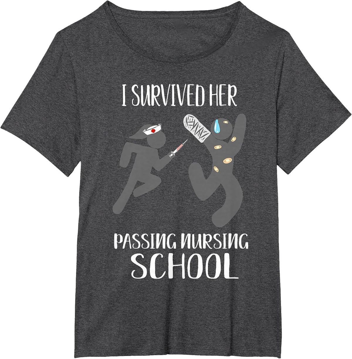 I Survived Her Passing Nursing School for Him Boyfriend Men T-Shirt - Dark Heather Grey