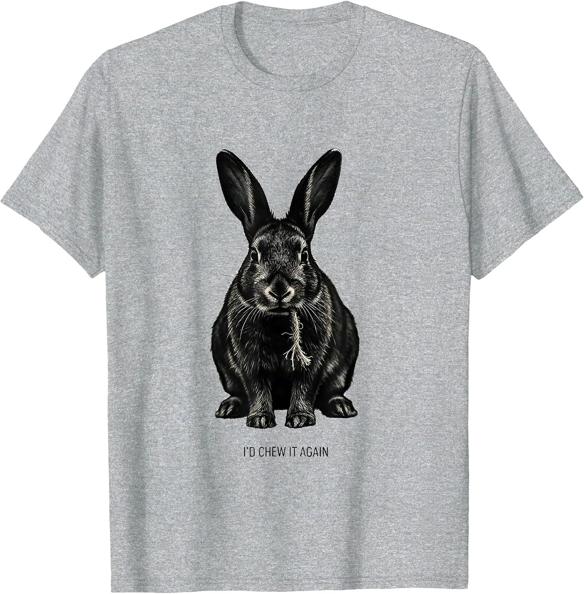 Men's I'd Chew It Again Funny Rabbit Animal Lover Pet Owner Humor T-Shirt - Heather Grey