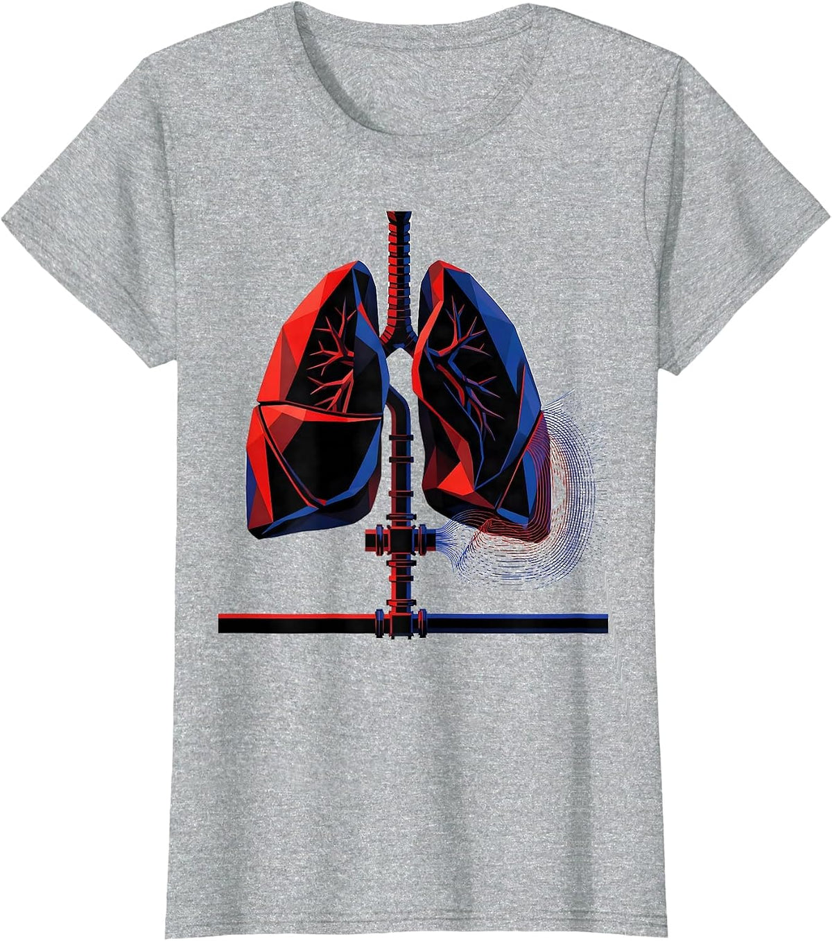 Geometric Lung Lobes Respiratory Therapist RT Pride T-Shirt - Heather Grey